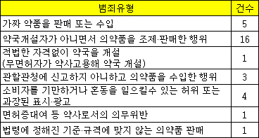 최근 1년 약사법 위반 실형 선고, '무자격자' 최다