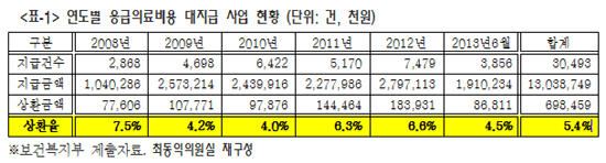 심평원, 억대 연봉자 병원비 내주고 징수는 못해
