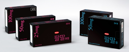 한미 '팔팔' 겉포장 글자색, 블루·핑크로 통일 