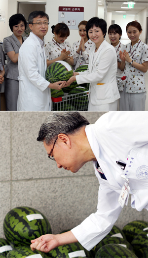 고대안암·안산, 중복 맞아 교직원에게 수박전달