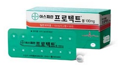 "장용정 아스피린 충분한 물과 함께 식전 복용 가능"