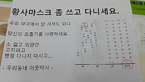 "우리약국서 안사도 좋지만 마스크 제발 쓰세요"