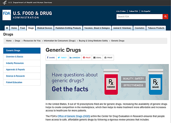 FDA "제네릭, 효능같지만 값싸고 치료비용 줄여줘"