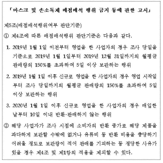 식약처, 마스크 매점매석 행위 집중단속 실시
