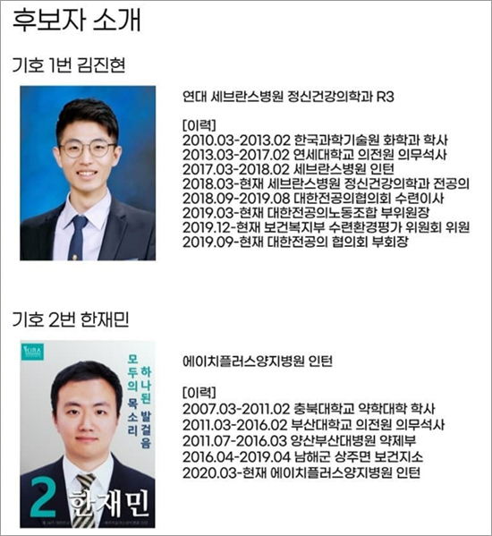 전공의협회장 선거, 카이스트 Vs 약대출신 후보 격돌